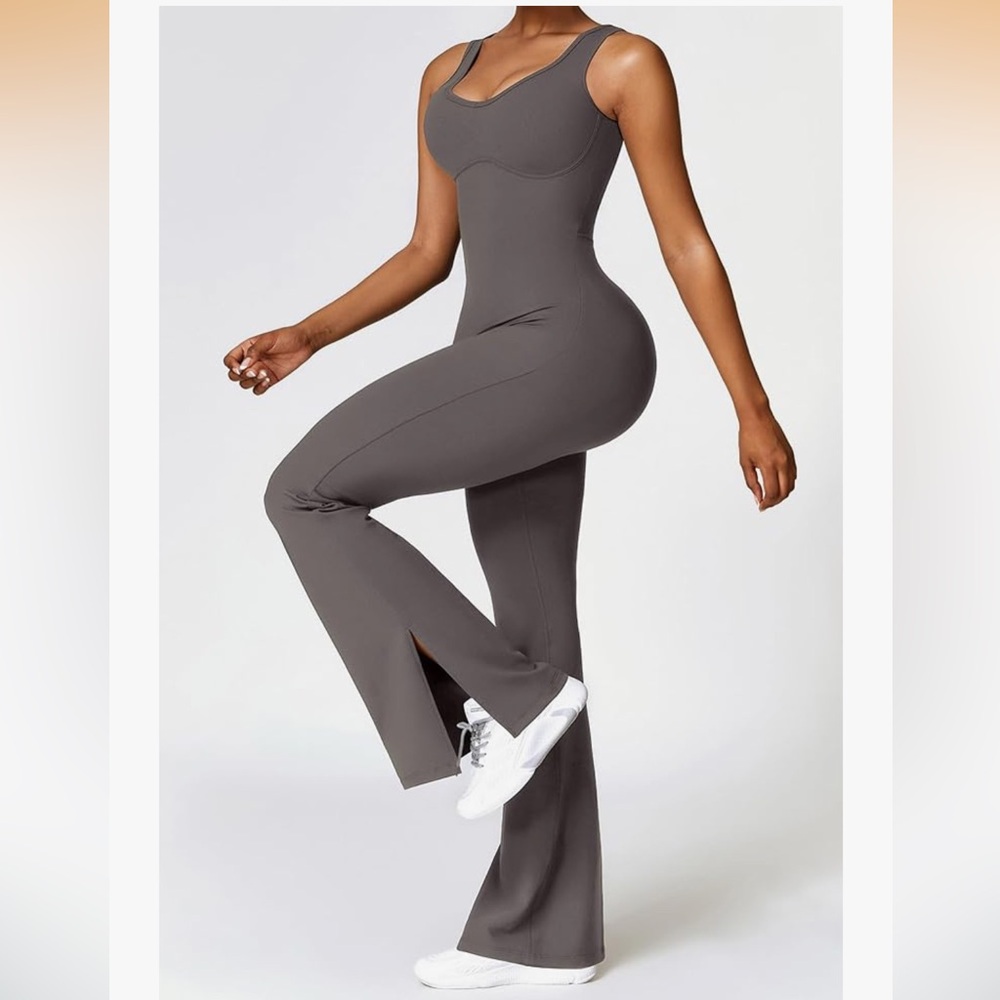 OEAK Womens Flare Leg Jumpsuit